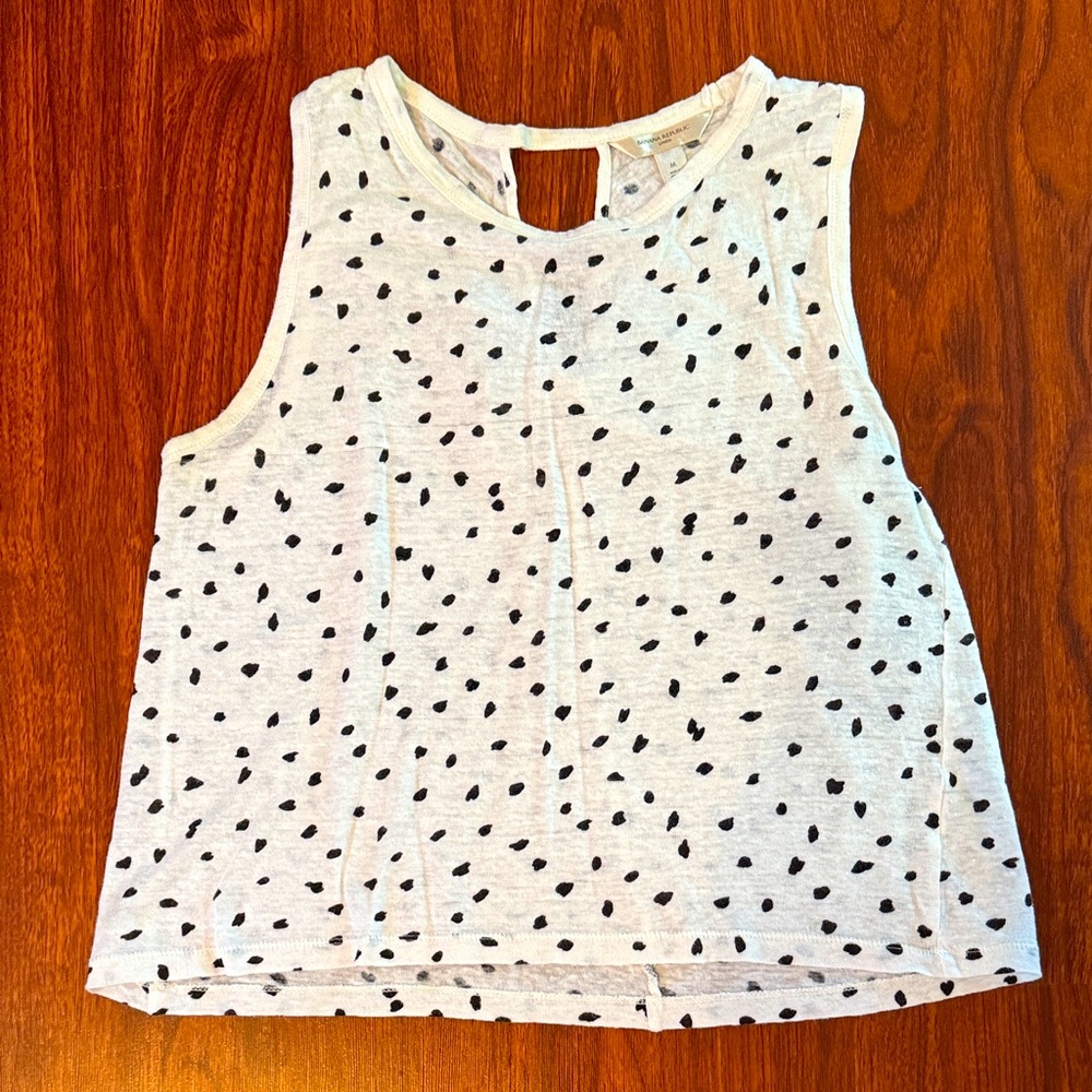 White & Black Twist-Knot Back Tank Top